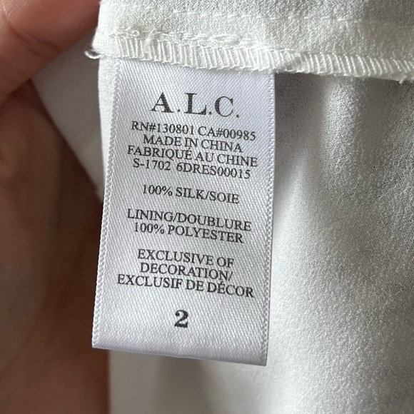 A.L.C. SILK Hadley Dress in White & Black - Picture 8 of 16